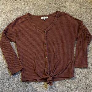 Mauve Button-Up Knit Cardigan